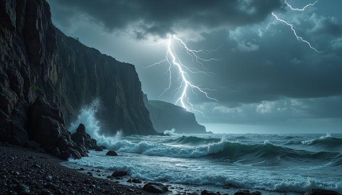 Tempestuous Fall Free Tempestuous Coastal Storm Image - Lightning, Storm, Coast ...