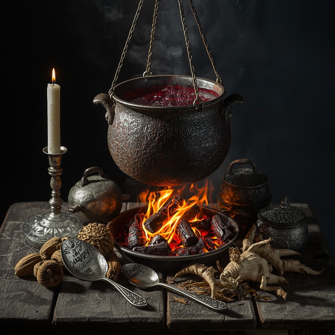 Witcher Cooker Free Gothic Witch's Kitchen Image - Cauldron, Flames, Medieval ...
