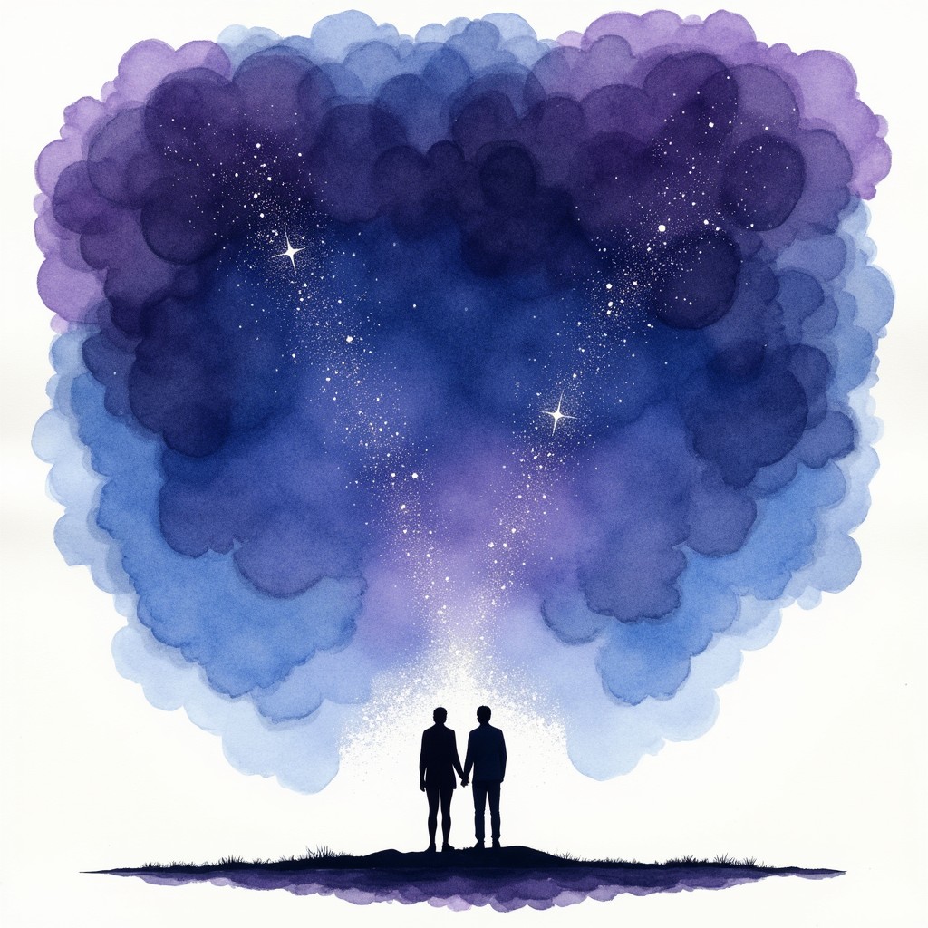 Free Starry Night Dialogue Image - Watercolor, Cosmic, Silhouettes ...