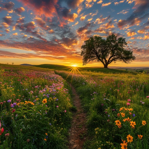 Nature Spring Sunset Download Sunset Nature Trail Image - Sunset, Meadow, Wildflowers ...