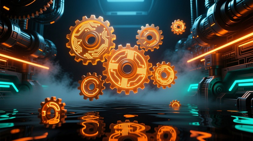 Free Cyberpunk Floating Gears Image - Gears, Cyberpunk, Amber ...