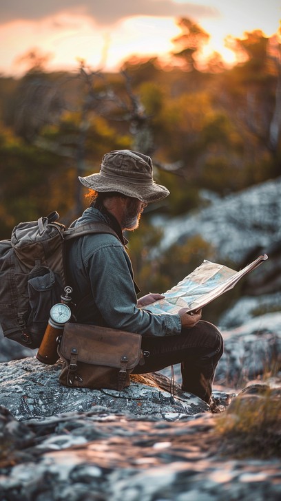 Free Explorer Studying Map Image - Hiker, Sunset, Map | Download at ...