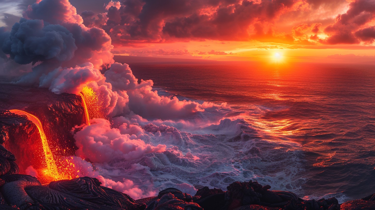 Free Fiery Volcanic Sunset Photo - Volcano, Sunset, Lava | Download at ...