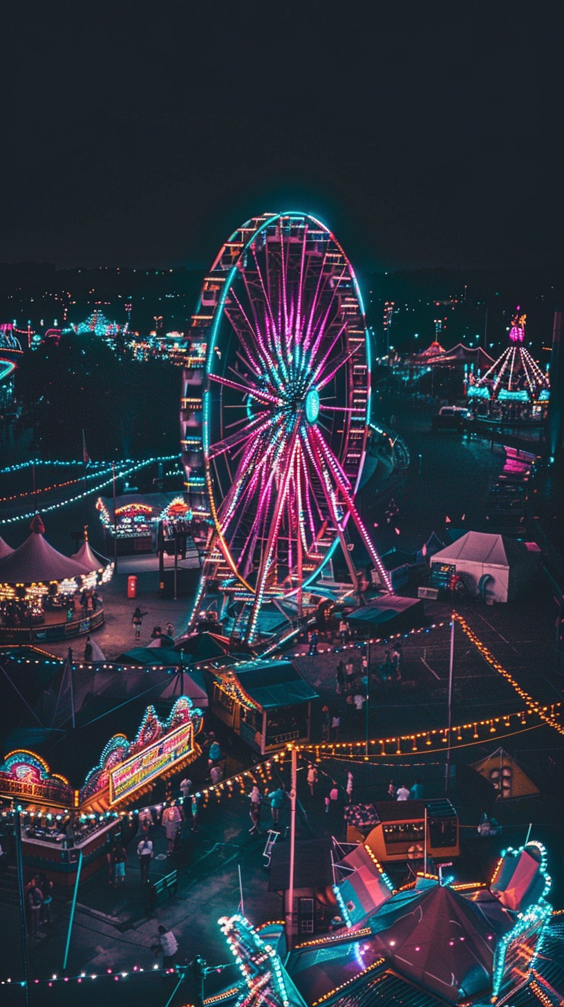 Download Neon Ferris Wheel Image - Carnival, Amusement, Neon | StockCake