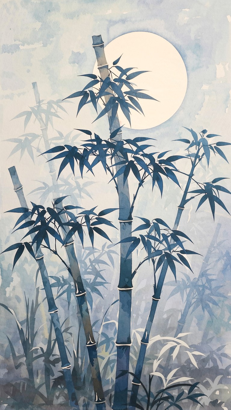 Free Bamboo Moon Serenity Image - Bamboo, Moon, Watercolor | Download ...