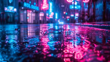 Free Rainy Neon Street Image - Rain, Neon, Street | Download at StockCake
