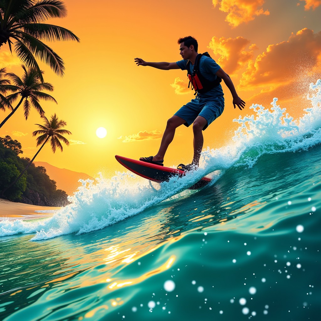 Wave Free Ridesrs Free Sunset Wave Rider Image - Surfing, Sunset, Wave | Download at ...