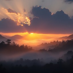 Free Majestic Mountain Sunrise Image - Sunrise, Mountains, Forest ...
