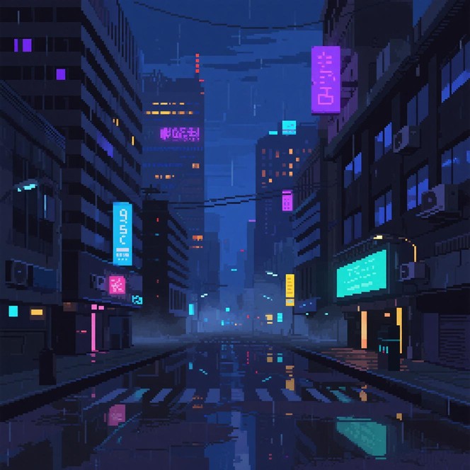 Free Neon Pixel Metropolis Image | Download at StockCake