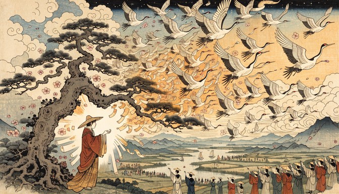 Japan Knowledge Free Knowledge Takes Flight Image - Ukiyo-e, Japanese, Woodblock ...