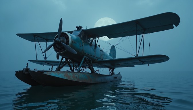 Free Moonlit Seaplane Silhouette Photo - Seaplane, Biplane, Vintage ...