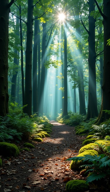 Free Mystical Forest Light Image - Forest, Sunbeams, Path | Download at ...