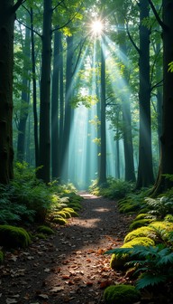 Free Enchanted Forest Path Image - Forest, Path, Sunbeams | Download at ...