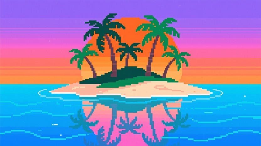 Free Sunset Island Silhouettes Image - Tropical, Island, Pixel ...