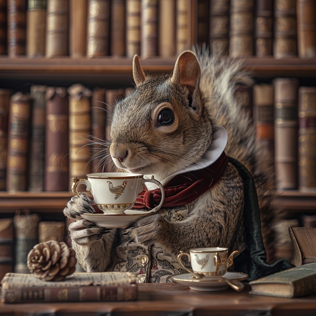 Free Squirrel Enjoying Tea Image - Squirrel, Tea, Library | Download at ...