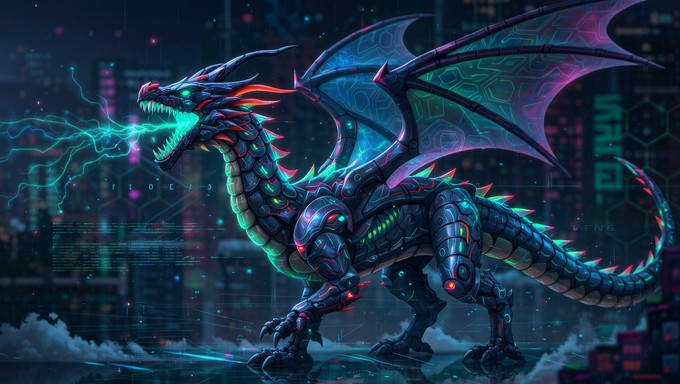 Free Digital Dragon Realm Image - Cybernetic, Dragon, Neon | Download ...