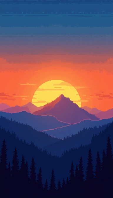 Free Pixelated Mountain Sunset Image - Mountains, Sunset, Pixel ...
