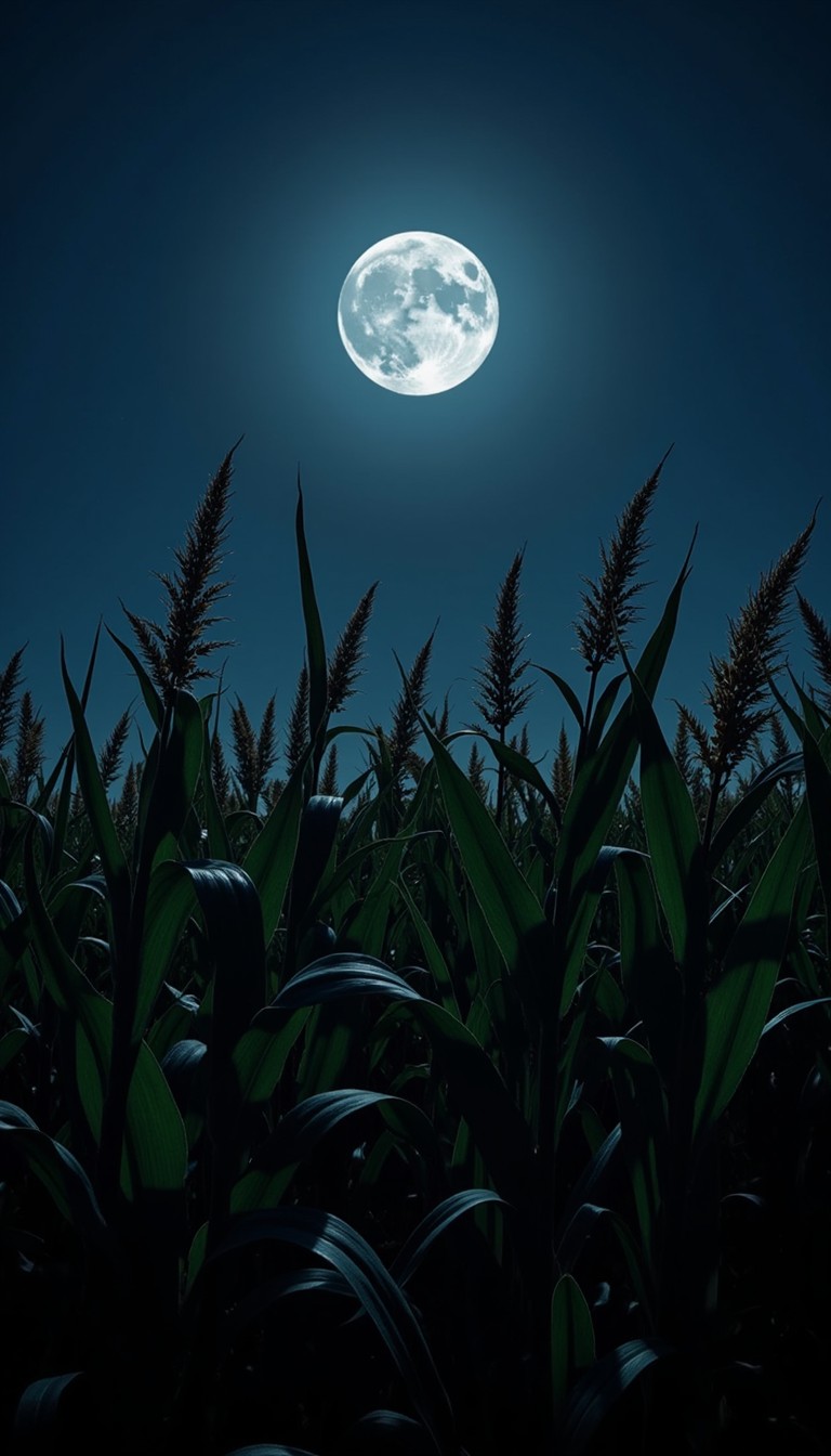 Free Moonlit Cornfield Silhouettes Photo - Moon, Night, Cornfield ...