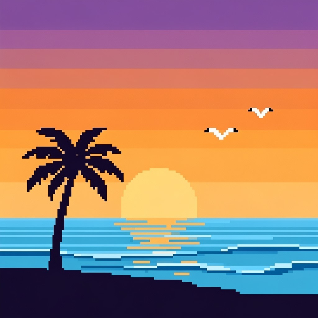 Free Pixel Paradise Sunset Image - Pixel, Retro, Sunset | Download at ...