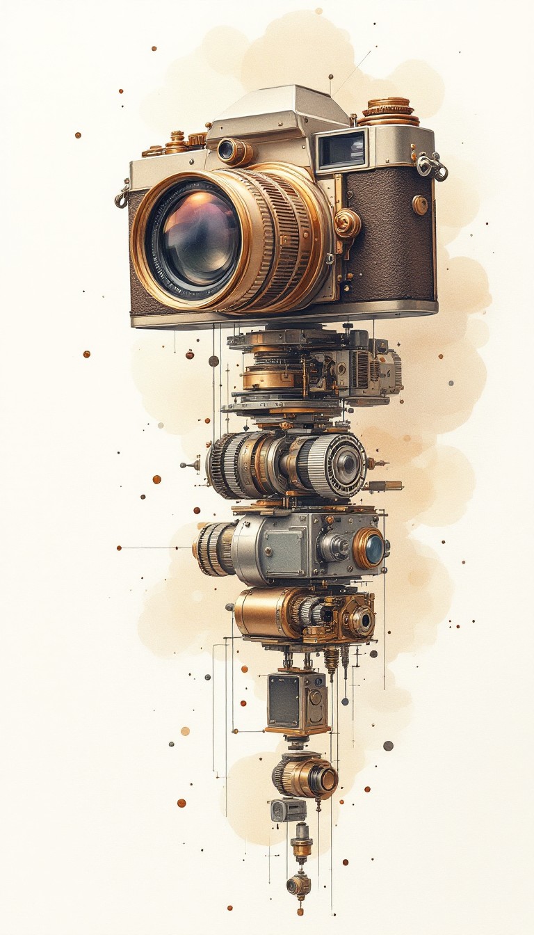 Free Deconstructed Camera Art Image - Camera, Vintage, Watercolor ...