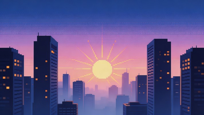 Free Pixel Art Sunrise Image - Pixel, Art, Cityscape | Download at ...