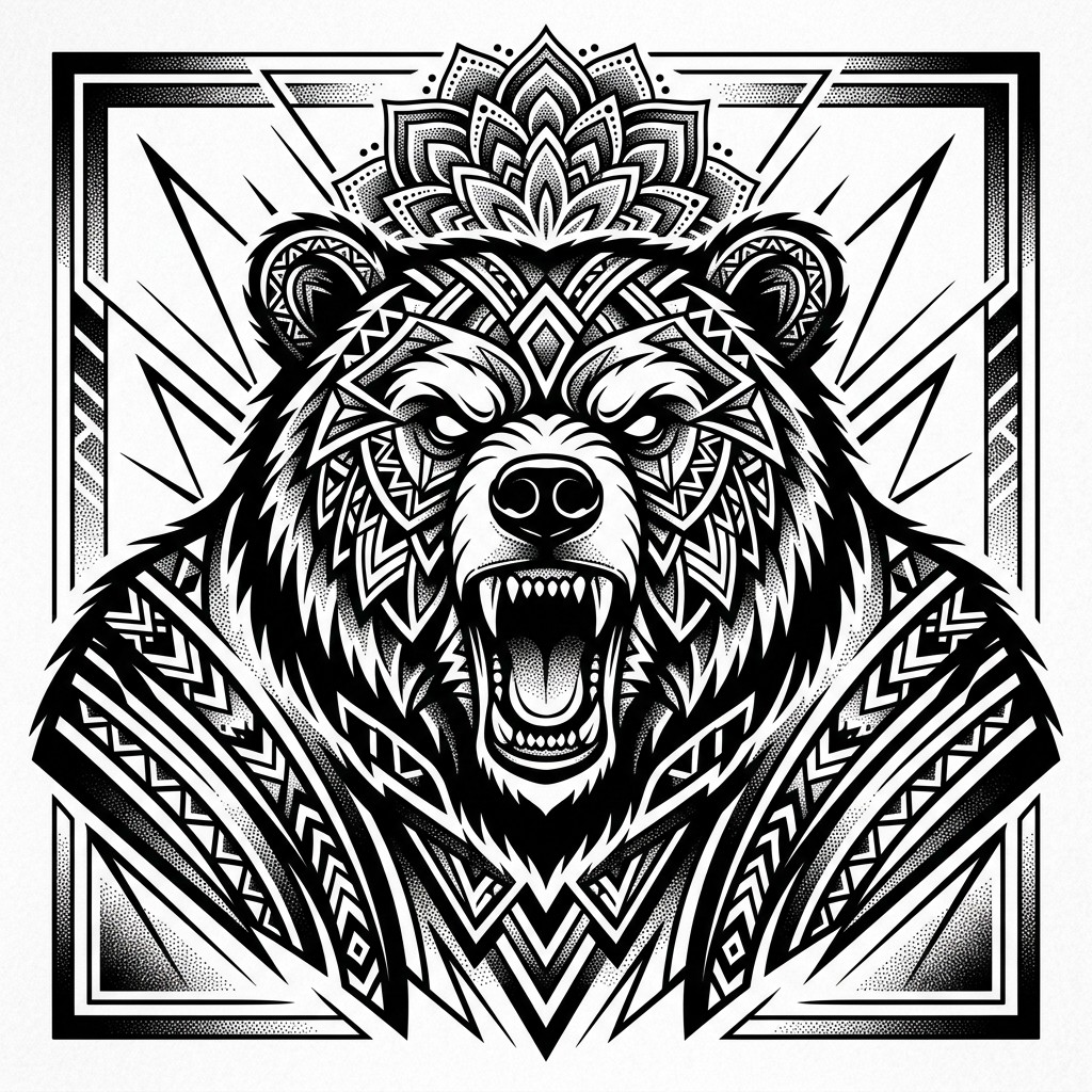 Free Fierce Bear Blackwork Image - Bear, Grizzly, Blackwork | Download ...