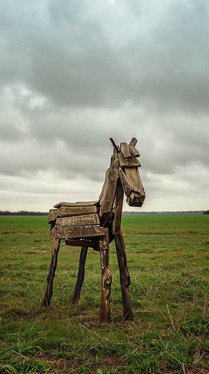 Free Rustic Wooden Horse Image - Sculpture, Horse, Field | Download at ...