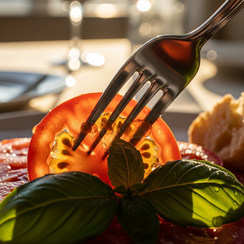 Free Fresh Tomato Moment Image - Tomato, Fork, Basil | Download at ...