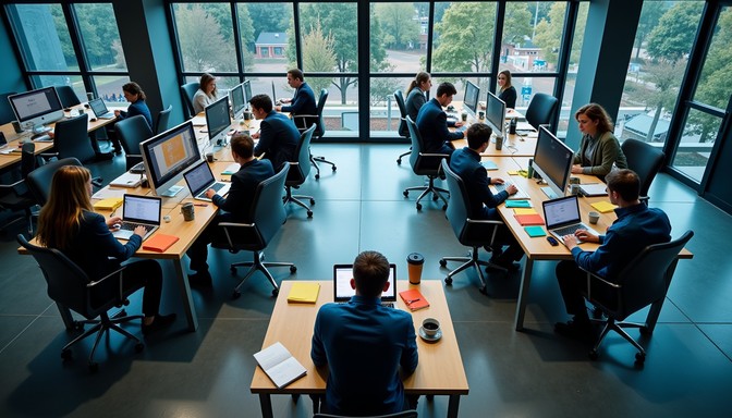 Open Working Environment Free Productive open workspace Image - Office, Workspace, Computers ...