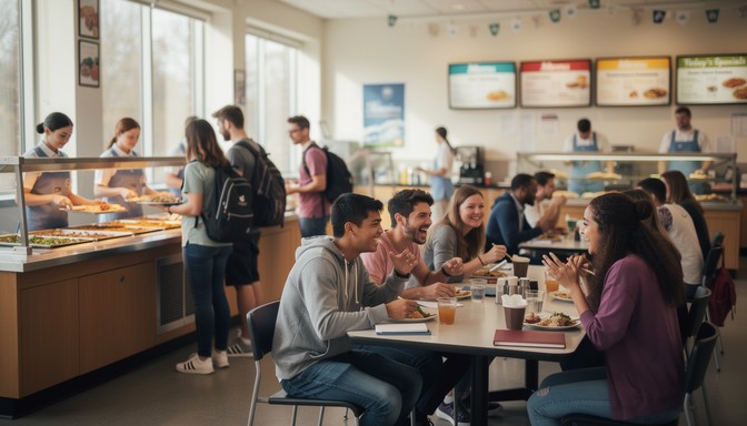 Free Campus Dining Scene Image - Students, College, Cafeteria ...