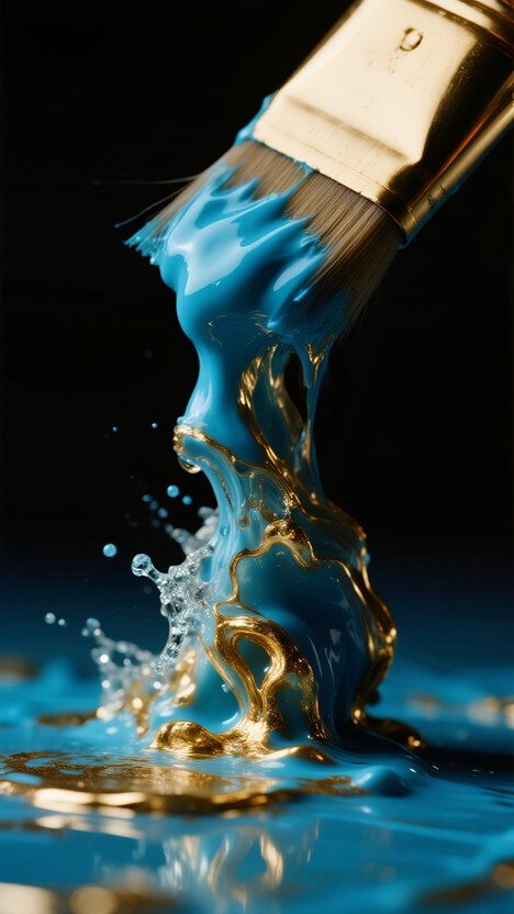 Free Blue Meets Gold Image - Paint, Blue, Gold | Download at StockCake
