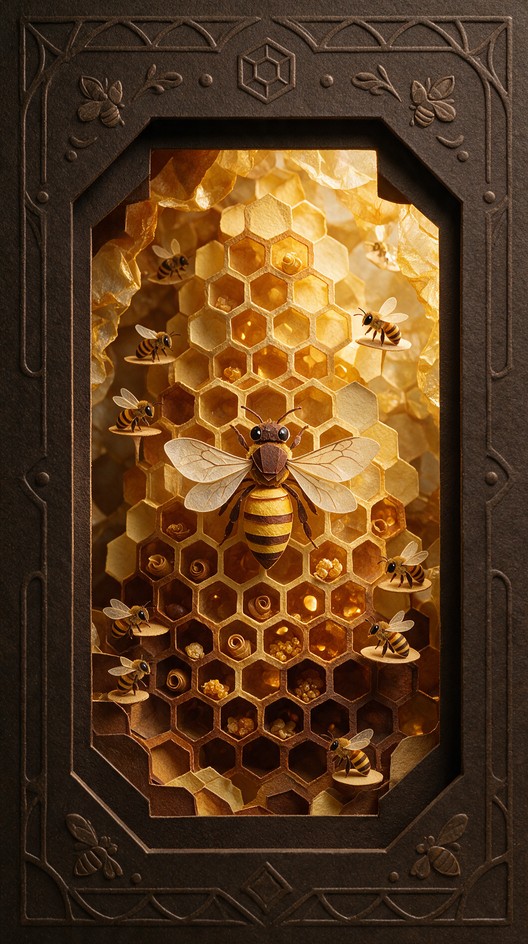 Download Golden Paper Beehive Image - Bee, Queen, Honeycomb | StockCake