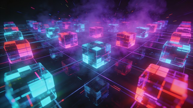 Free Neon Pixel Cubes Image - Cyberpunk, Neon, Pixel | Download at ...
