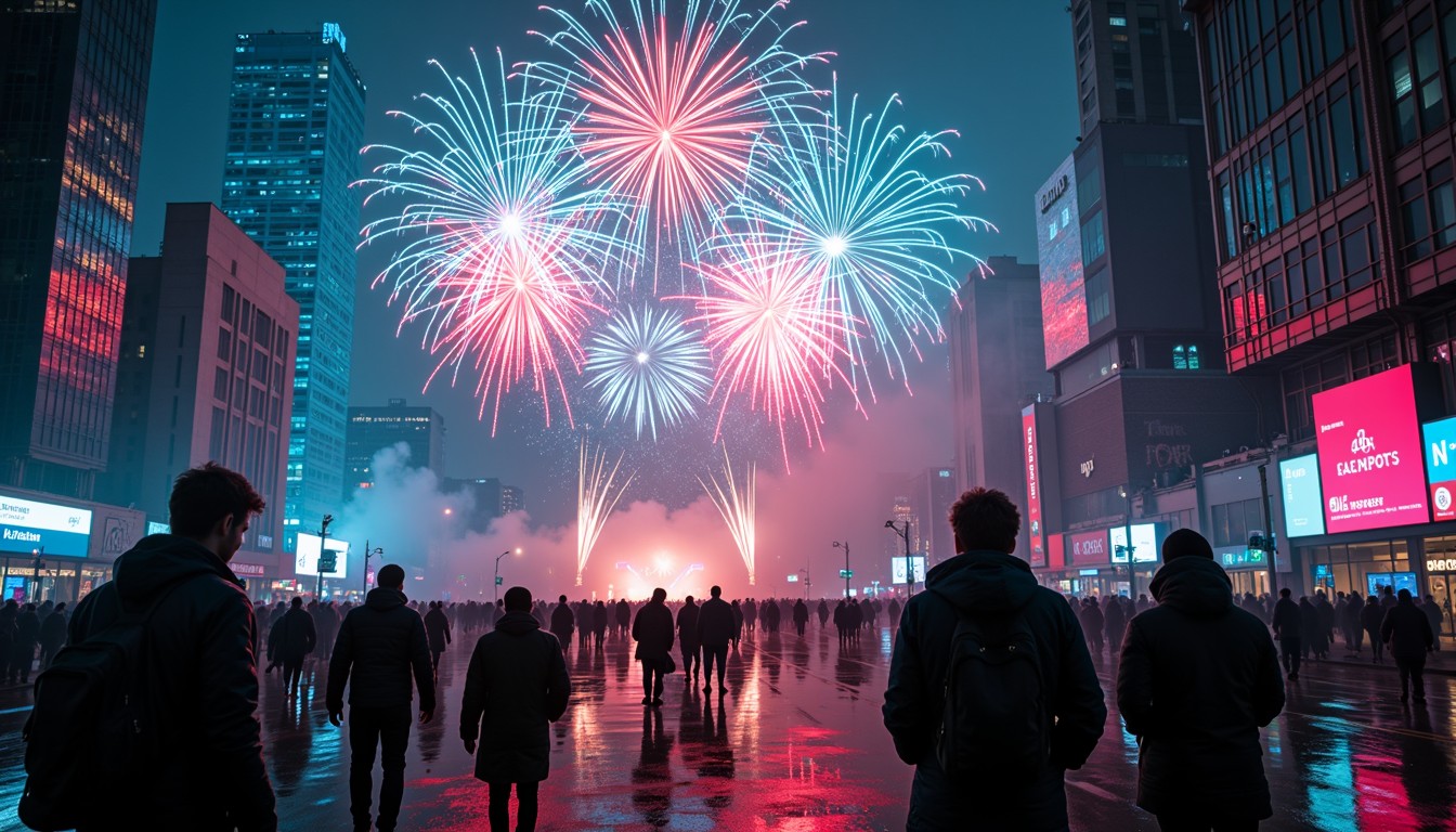 Free Festive Urban Fireworks Image - Fireworks, Celebration, Cityscape ...