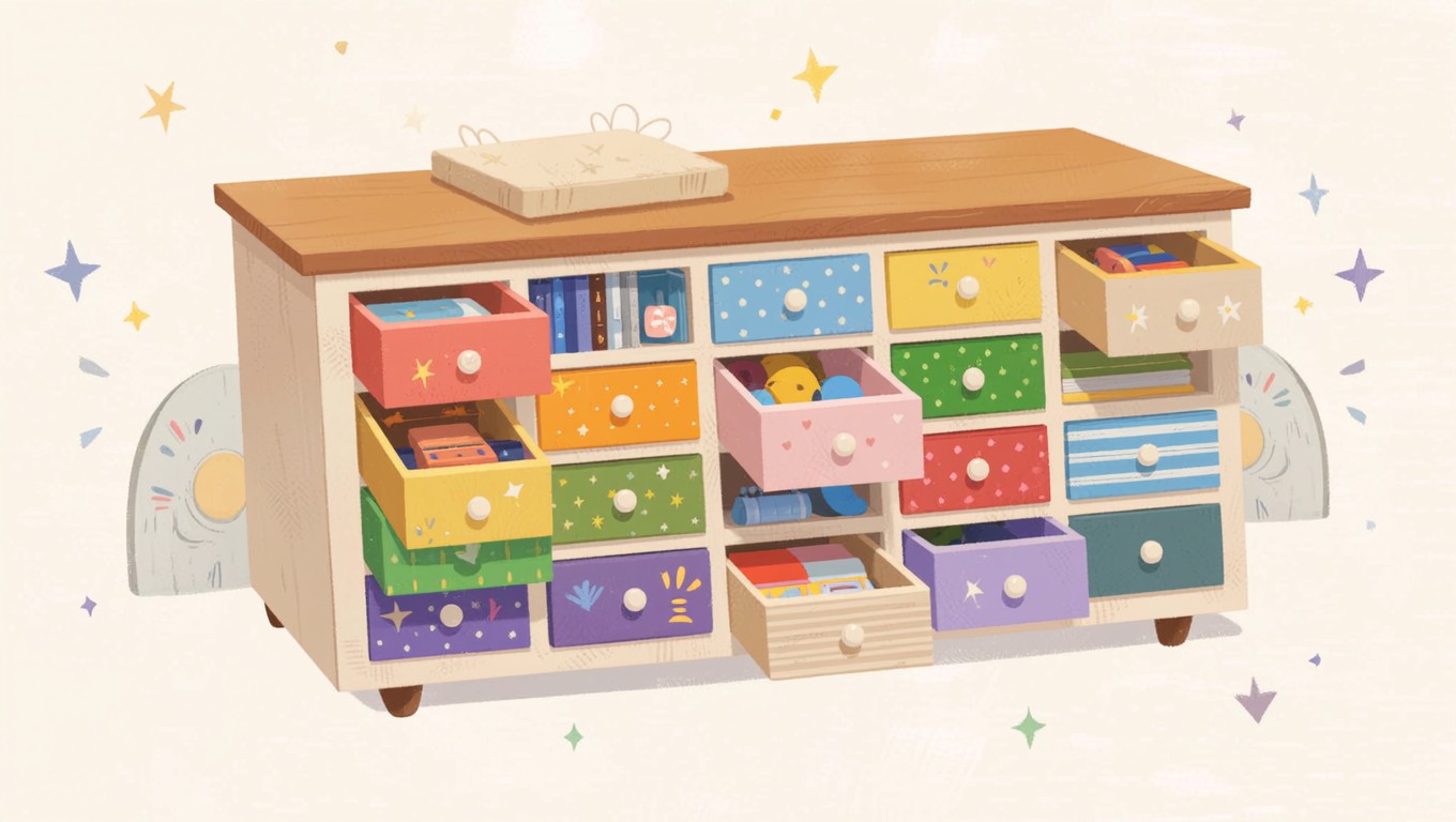 Drawer With Random Free Rainbow Drawer Magic Image - Illustration, Cabinet, Drawers ...