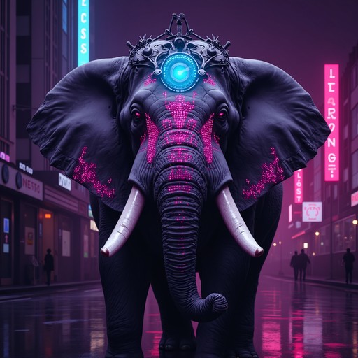 Tech Elephant Free Neon Techno Elephant Image - Cyberpunk, Elephant, Neon | Download ...