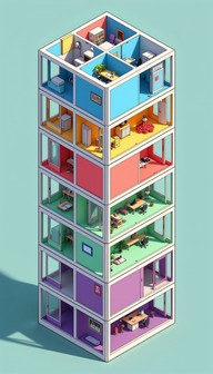 Free Colorful Cubicle Tower Image - Cubicles, Colorful, Isometric ...