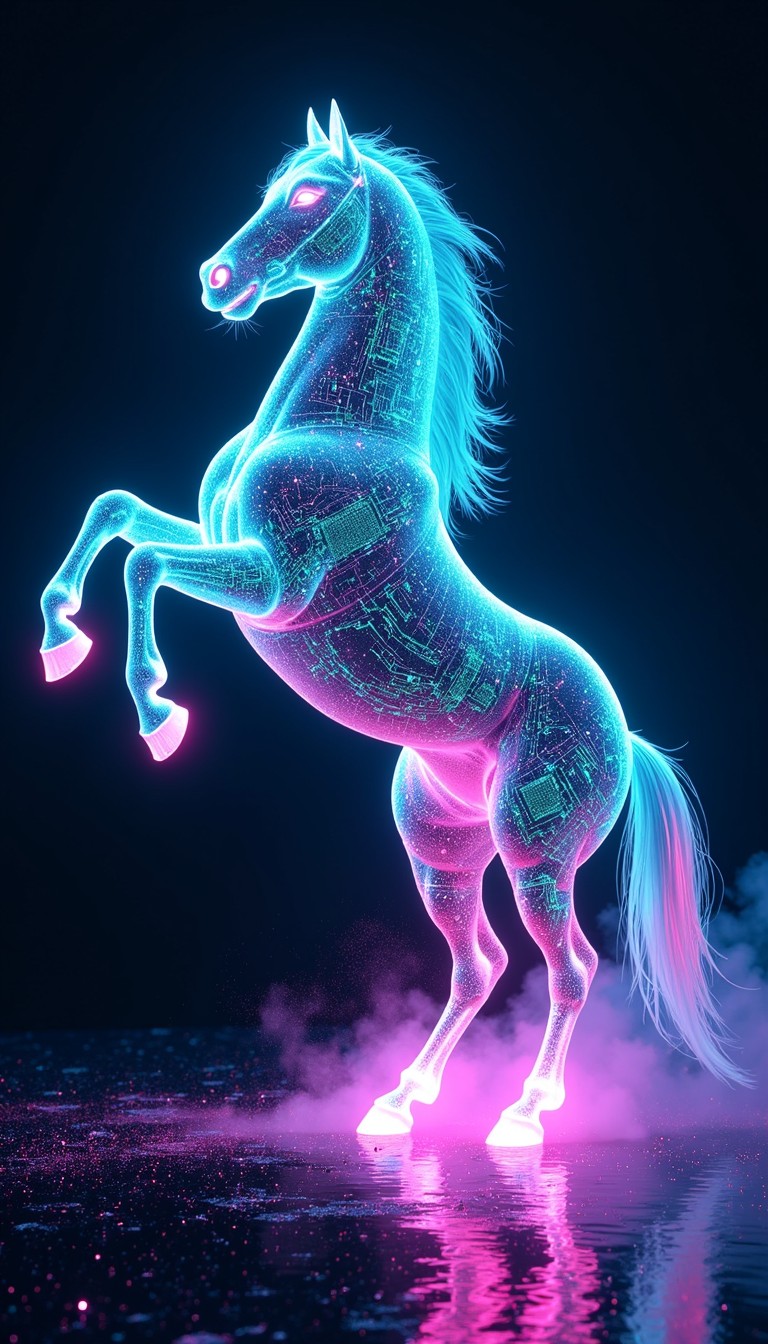 Free Digital Horse Rising Image - Cybernetic, Horse, Neon | Download at ...