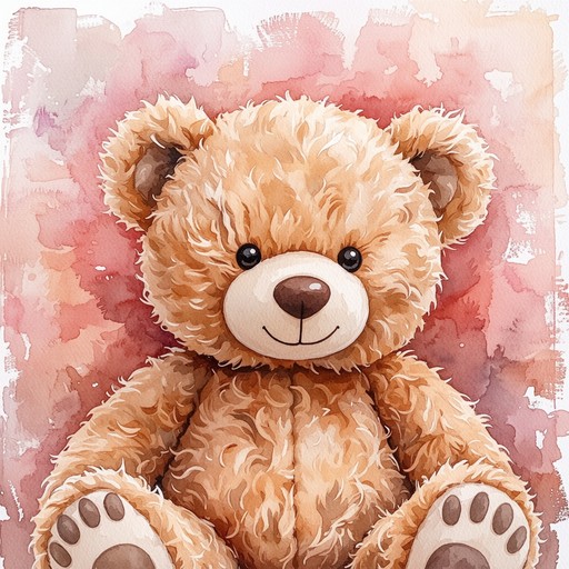 Pink Rabbit Ceramic Tree Delicate watercolor teddy bear illustration features warm honey and ...