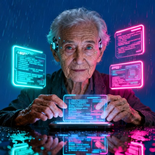 Technology Enhanced Wisdom Informatics Free Wisdom Meets Technology Image - Cyberpunk, Futuristic, Elderly ...