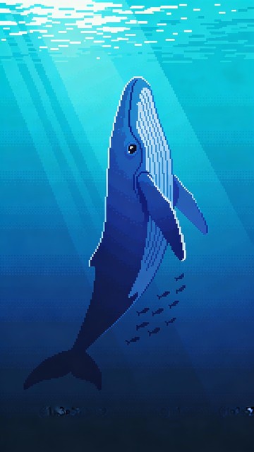 Free Ascending Blue Whale Image - Whale, Ocean, Pixel | Download at ...