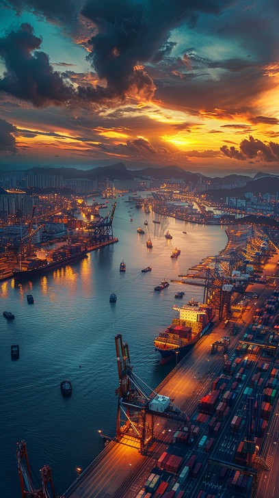 Free Sunset Harbor View Image - Sunset, Harbor, Shipping | Download at ...