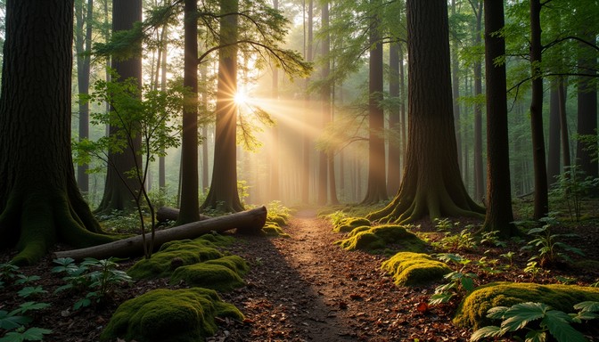 Free Enchanted Forest Path Image - Forest, Path, Sunbeams | Download at ...