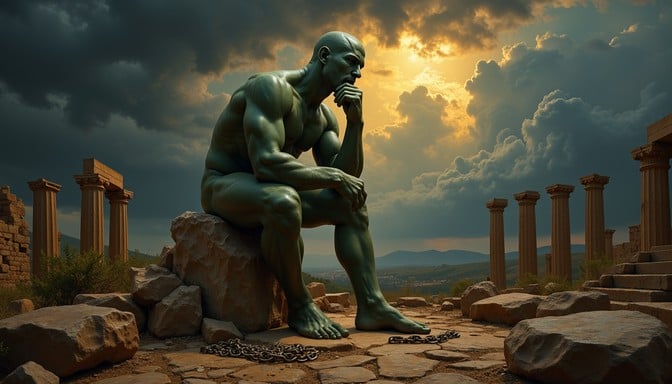 Free Contemplative Bronze Thinker Image | Download at StockCake