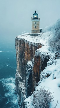 Cold Lighthouse Free Frozen lighthouse vista Image - Lighthouse, Cliff, Winter ...