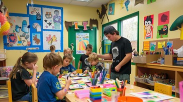 Free Creative Classroom Activity Image - Children, Teacher, Classroom ...