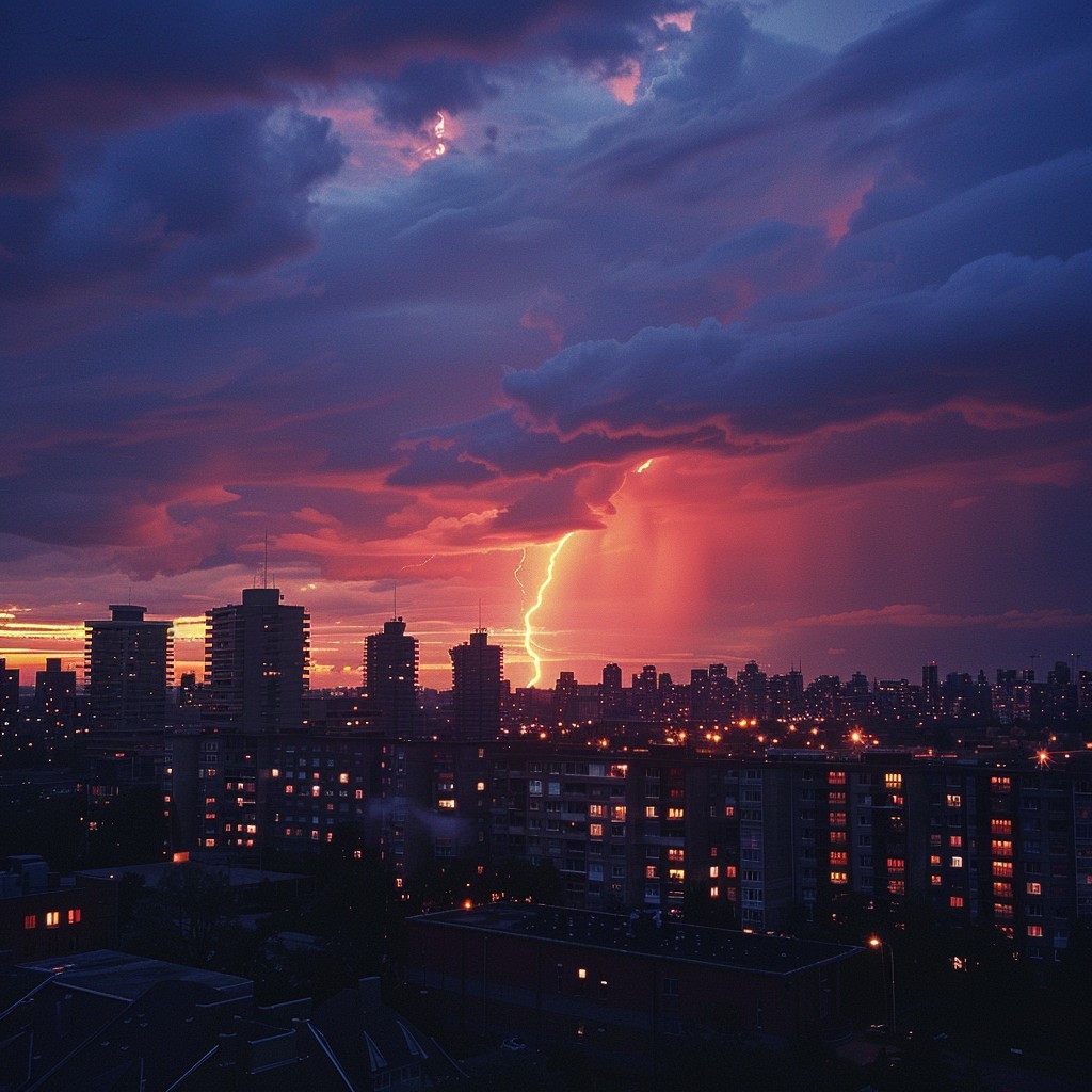 Free Lightning Strikes City Image - Lightning, Cityscape, Sunset ...