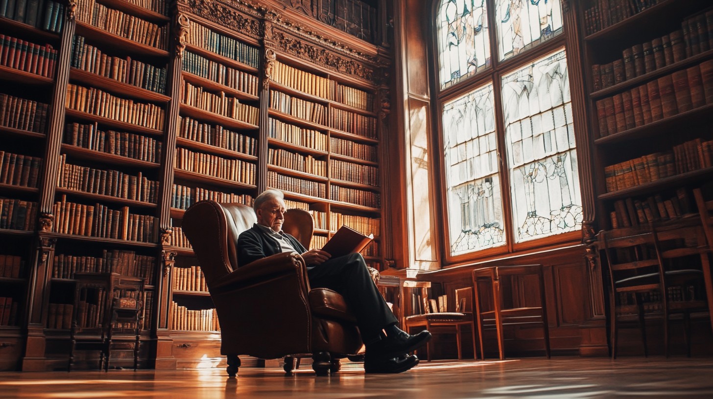 Library With Reading Free Reading in library Image - Library, Books, Elderly | Download at ...