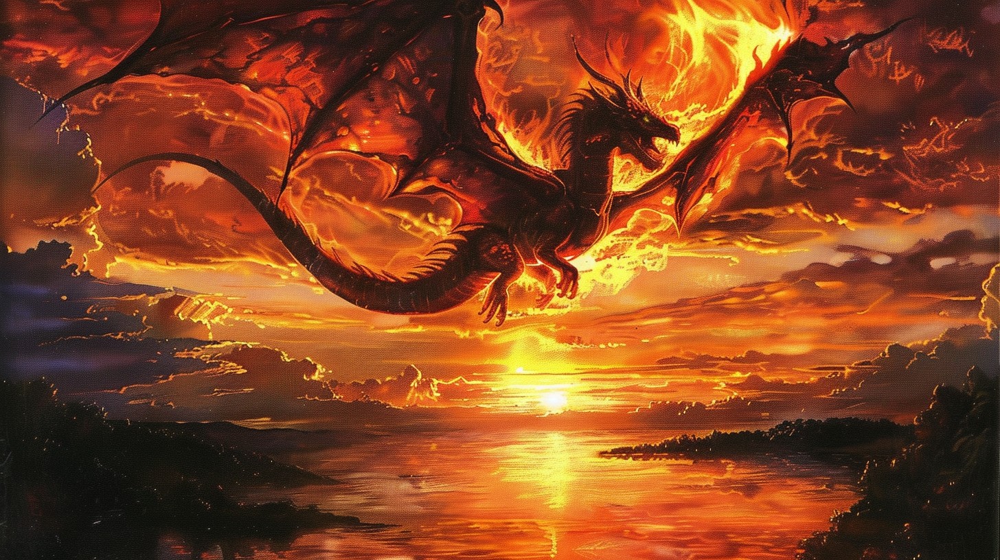Free Fiery Dragon Sunset Image - Dragon, Sunset, Fantasy | Download at ...