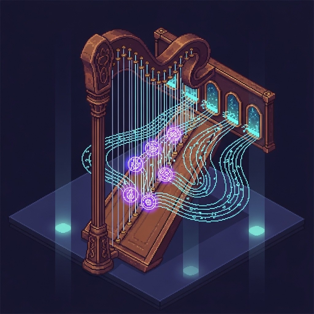 Free Interdimensional Pixel Harp Image - Harp, Dimensional, Isometric ...